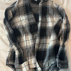 Kids Black and White Plaid Flannel